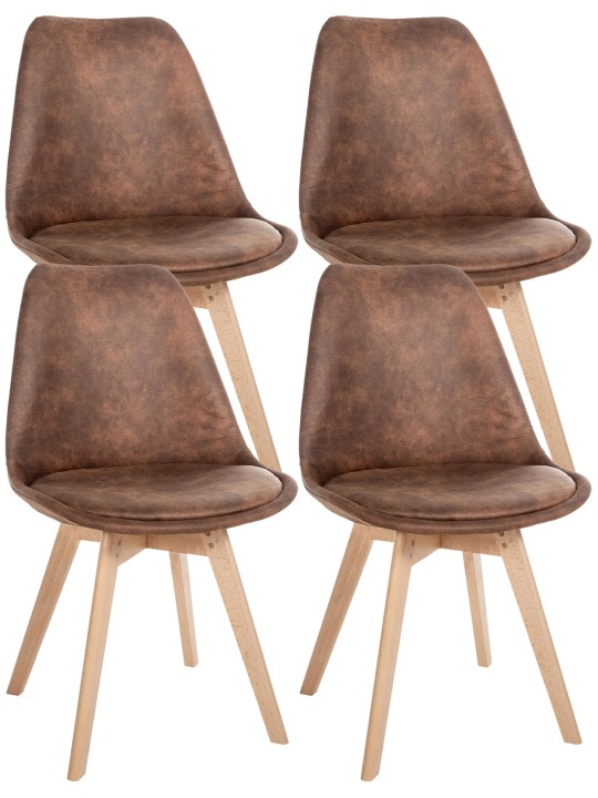 Sæt med 4 stole Linares Vintage, brun