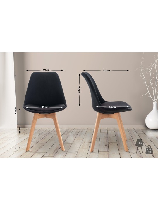 Stol Linares stof, sort