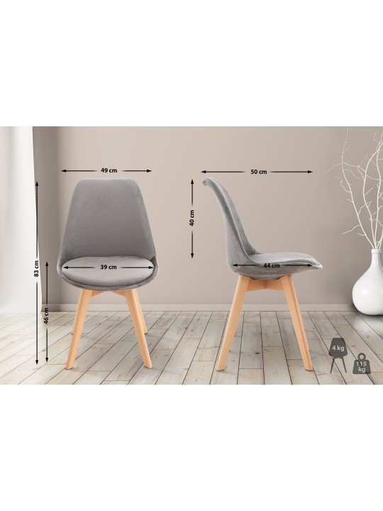 Stol Linares Velvet, grå Stol Linares Velvet, grå