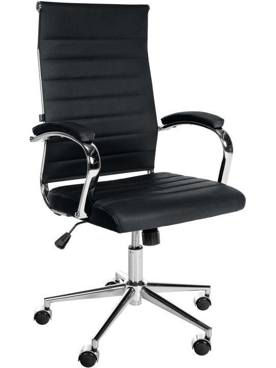 Kontorstol Mollis ægte læder, sort