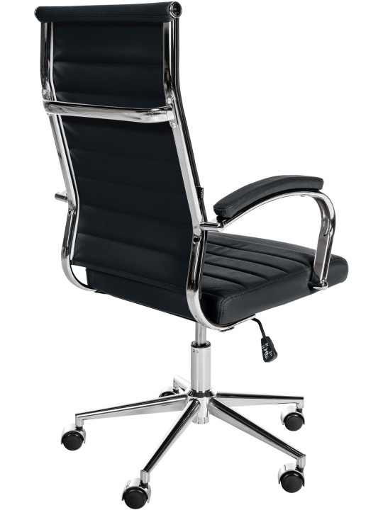 Kontorstol Mollis ægte læder, sort