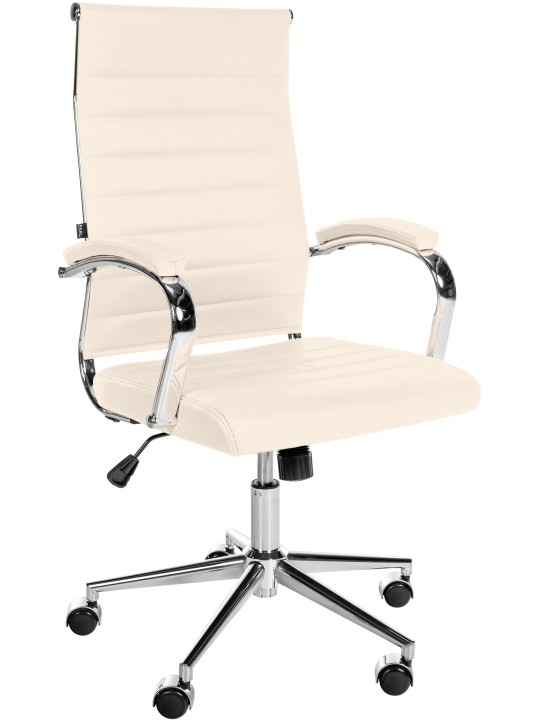 Kontorstol Mollis ægte læder, creme