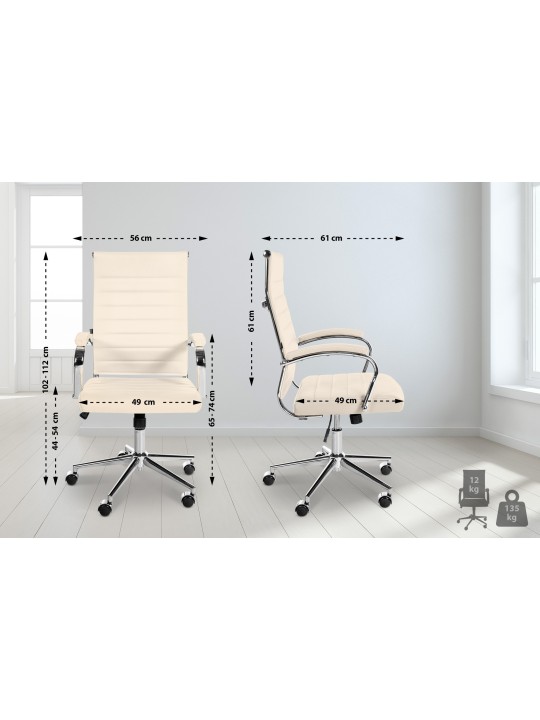 Kontorstol Mollis ægte læder, creme