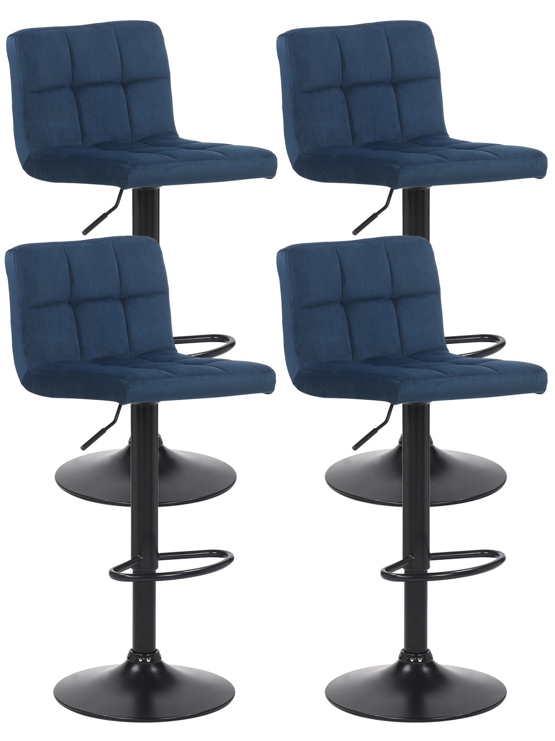 Sæt med 4 barstole Feni fløjl, blå