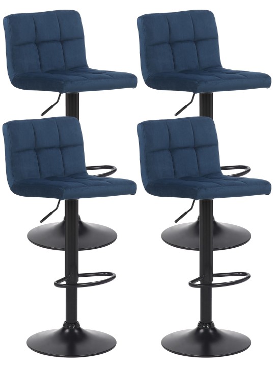 Sæt med 4 barstole Feni fløjl, blå Sæt med 4 barstole Feni fløjl, blå