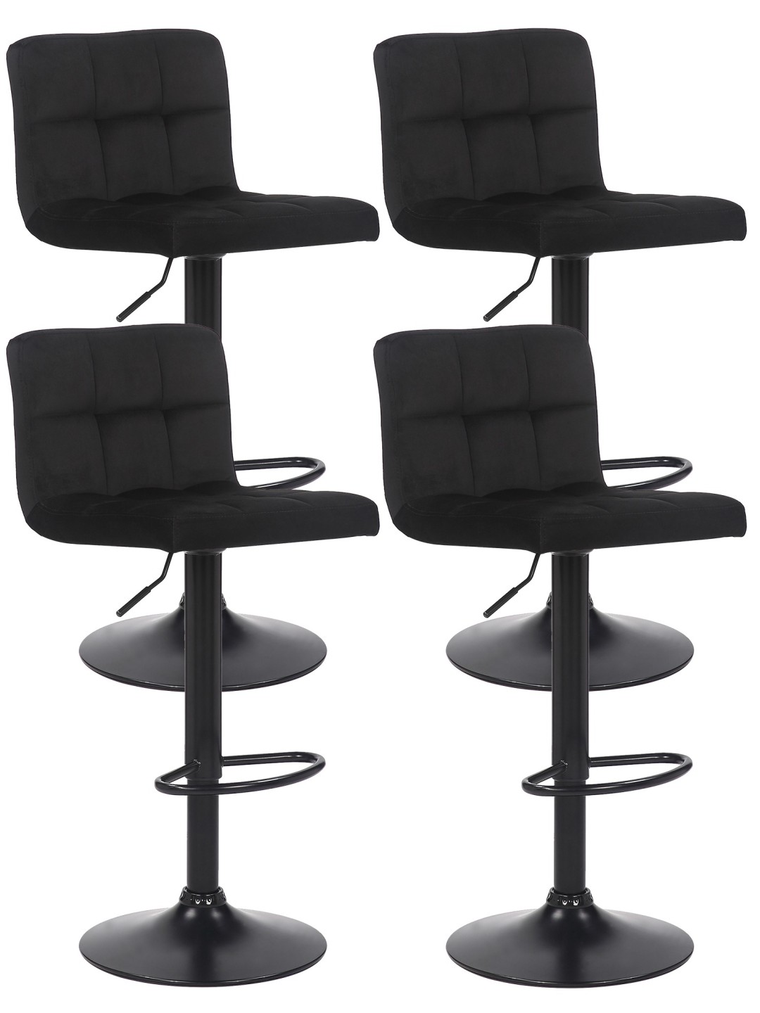 Sæt med 4 barstole Feni fløjl, sort