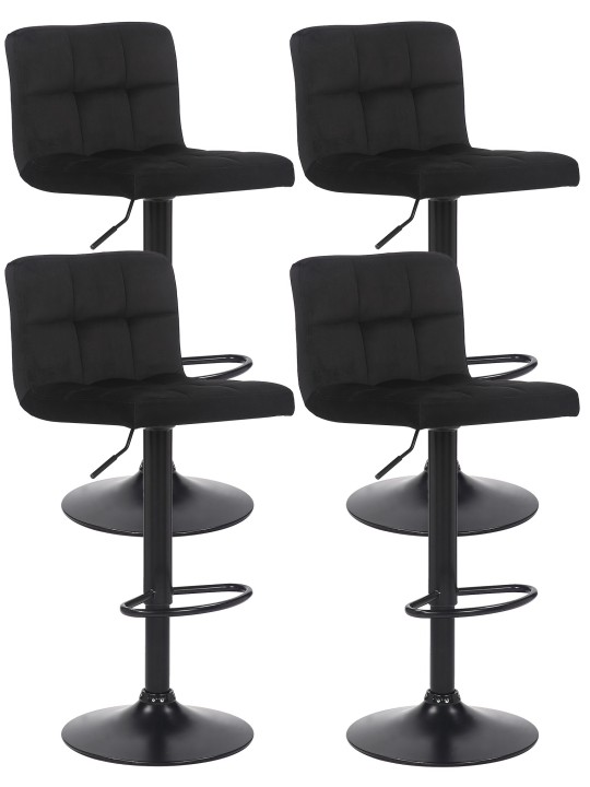 Sæt med 4 barstole Feni fløjl, sort