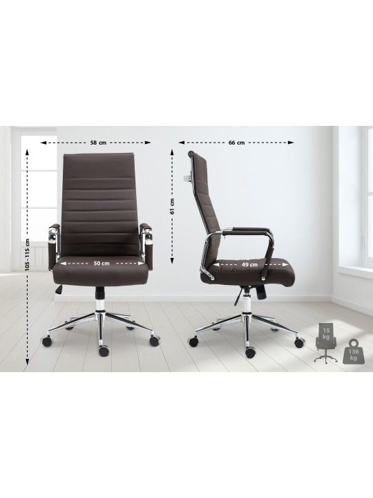 Kontorstol Columbus ægte læder, brun Kontorstol Columbus ægte læder, brun