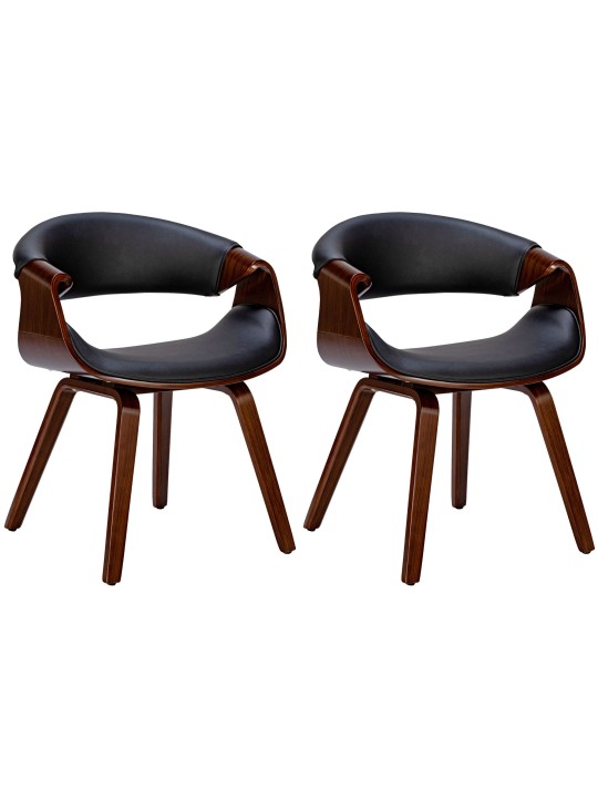 Sæt med 2 spisestuestole Foley imiteret læder, valnød/sort