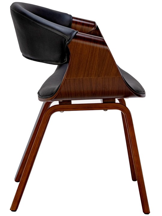 Sæt med 2 spisestuestole Foley imiteret læder, valnød/sort