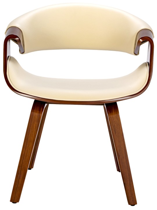 Sæt med 2 spisestuestole Foley imiteret læder, valnød/creme