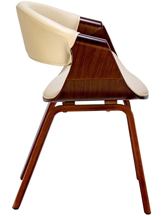 Sæt med 2 spisestuestole Foley imiteret læder, valnød/creme