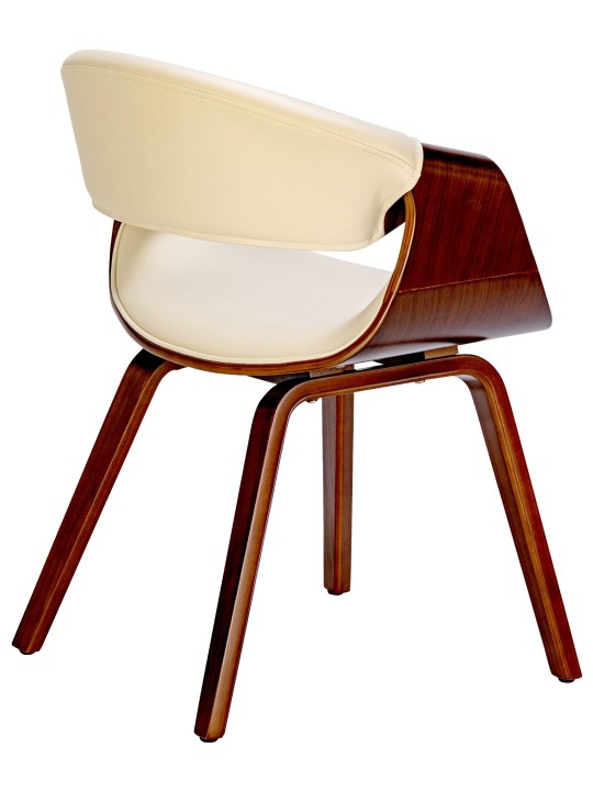 Sæt med 2 spisestuestole Foley imiteret læder, valnød/creme