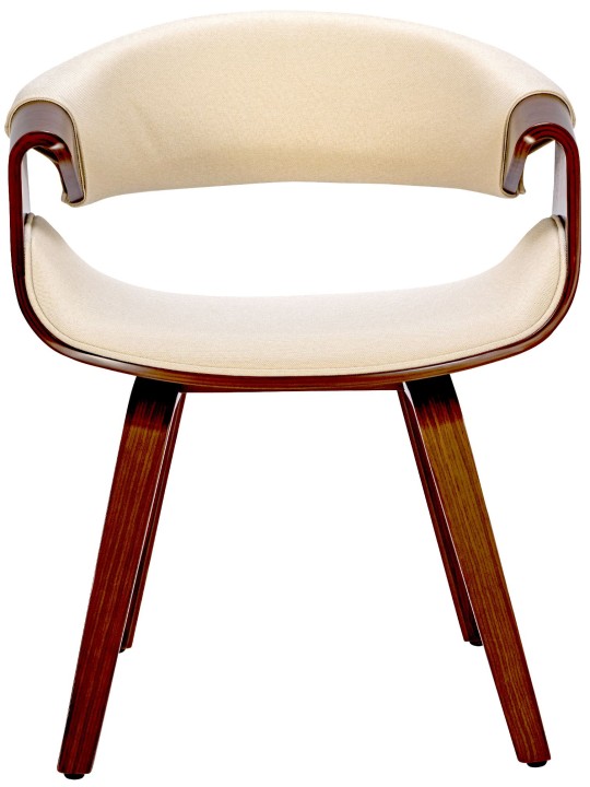 Sæt med 2 spisestuestole Foley stof, valnød/creme