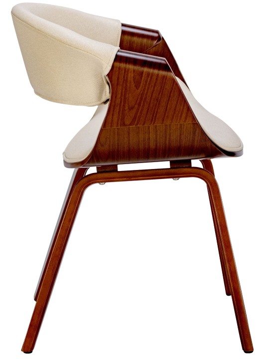 Sæt med 2 spisestuestole Foley stof, valnød/creme