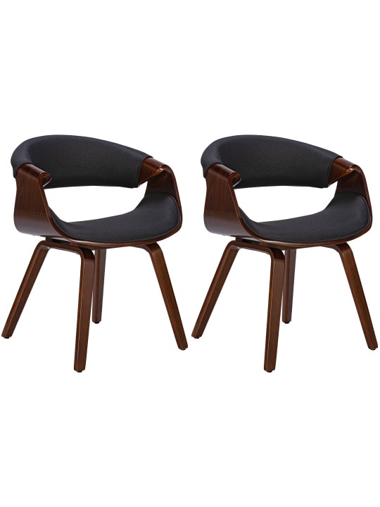 Sæt med 2 spisestuestole Foley stof, valnød/sort