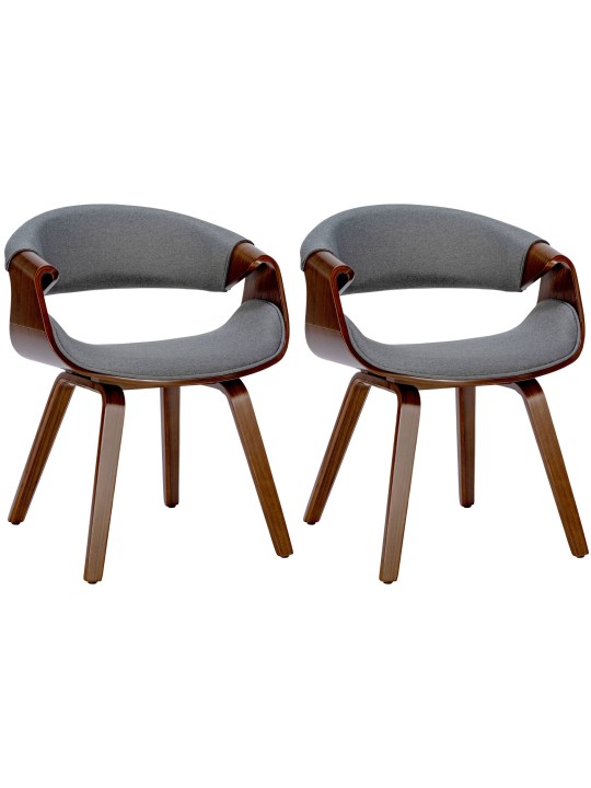 Sæt med 2 spisestuestole Foley stof, valnød/grå