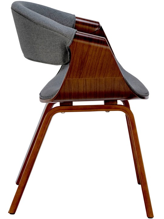 Sæt med 2 spisestuestole Foley stof, valnød/grå