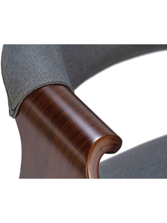 Sæt med 2 spisestuestole Foley stof, valnød/grå