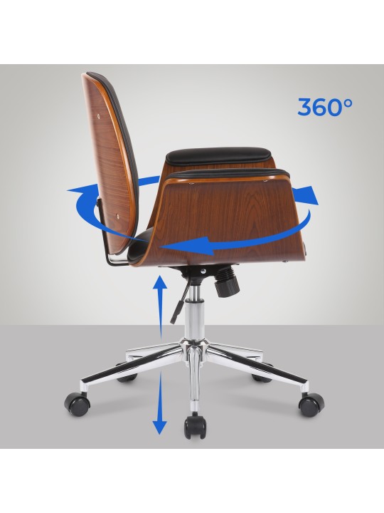 Kontorstol Kemberg kunstlæder, valnød/sort Kontorstol Kemberg kunstlæder, valnød/sort