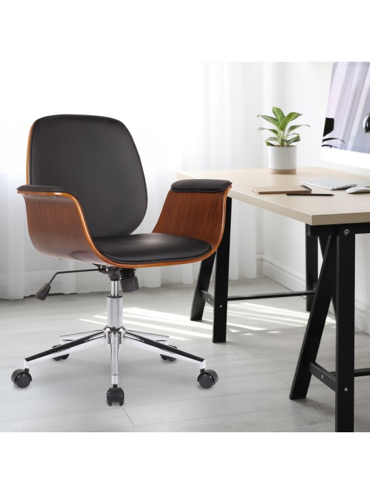 Kontorstol Kemberg kunstlæder, valnød/sort Kontorstol Kemberg kunstlæder, valnød/sort