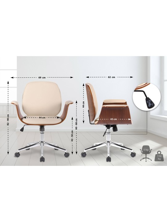 Kontorstol Kemberg kunstlæder, valnød/creme Kontorstol Kemberg kunstlæder, valnød/creme