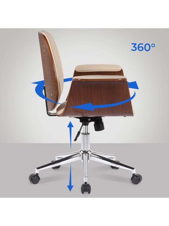 Kontorstol Kemberg kunstlæder, valnød/creme Kontorstol Kemberg kunstlæder, valnød/creme