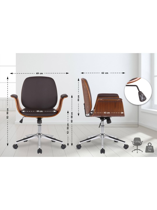Kontorstol Kemberg kunstlæder, valnød/brun Kontorstol Kemberg kunstlæder, valnød/brun