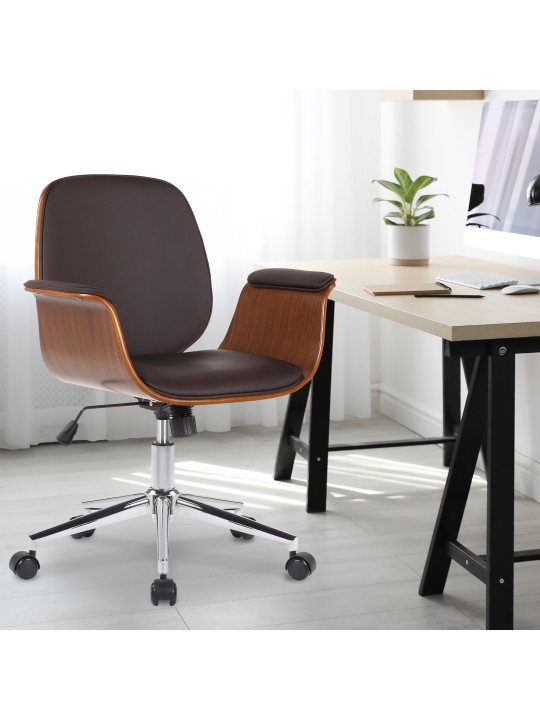 Kontorstol Kemberg kunstlæder, valnød/brun Kontorstol Kemberg kunstlæder, valnød/brun