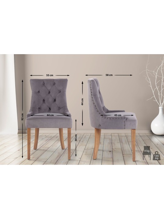 Spisestuestol Aberdeen fløjl antique-light, grå