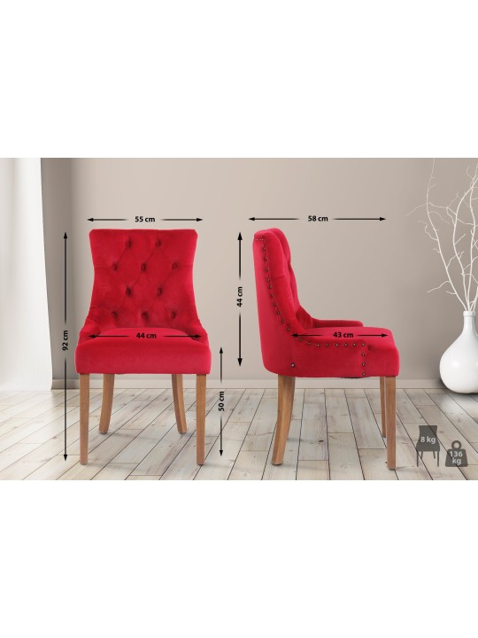 Spisestuestol Aberdeen fløjl antique-light, rød