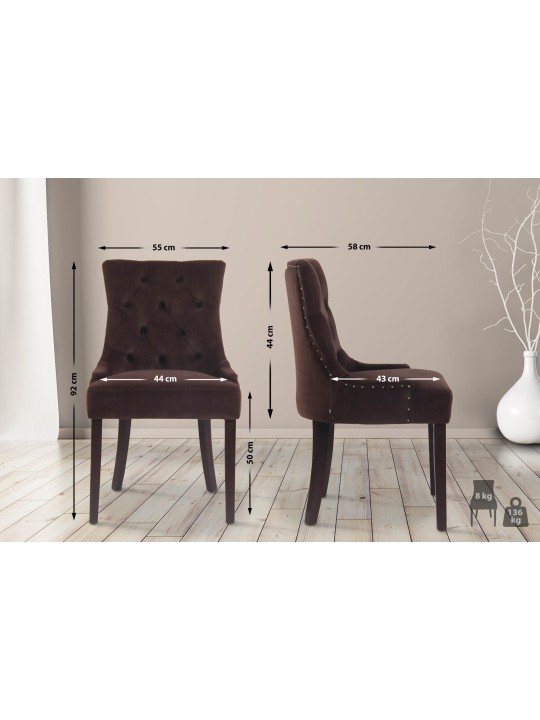 Spisestuestol Aberdeen fløjl antik, brun