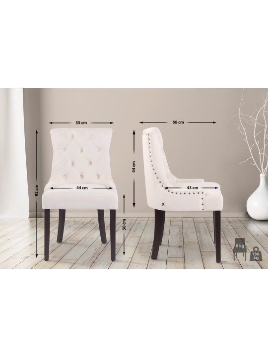Spisestuestol Aberdeen fløjl antik, creme