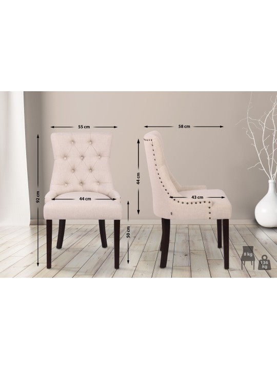 Spisestuestol Aberdeen stof antik, creme