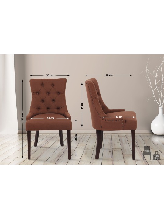 Spisestuestol Aberdeen stof antik, brun