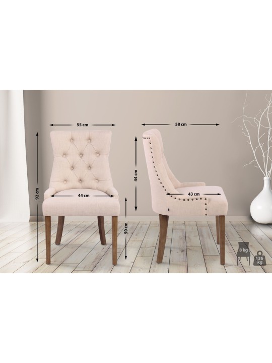 Spisestuestol Aberdeen stof antik-lys, creme Spisestuestol Aberdeen stof antik-lys, creme