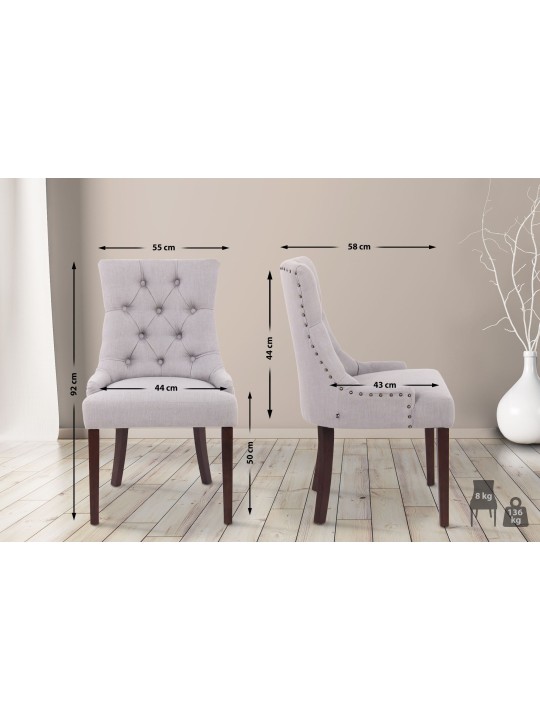 Sæt med 2 spisestuestole Aberdeen stof antik, grå Sæt med 2 spisestuestole Aberdeen stof antik, grå