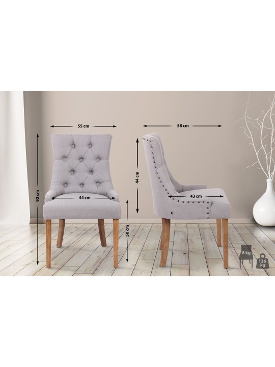 Sæt med 2 spisestuestole Aberdeen stof antique-light, grå Sæt med 2 spisestuestole Aberdeen stof antique-light, grå