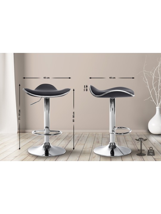 Barstol Shanghai imiteret læder C, sort