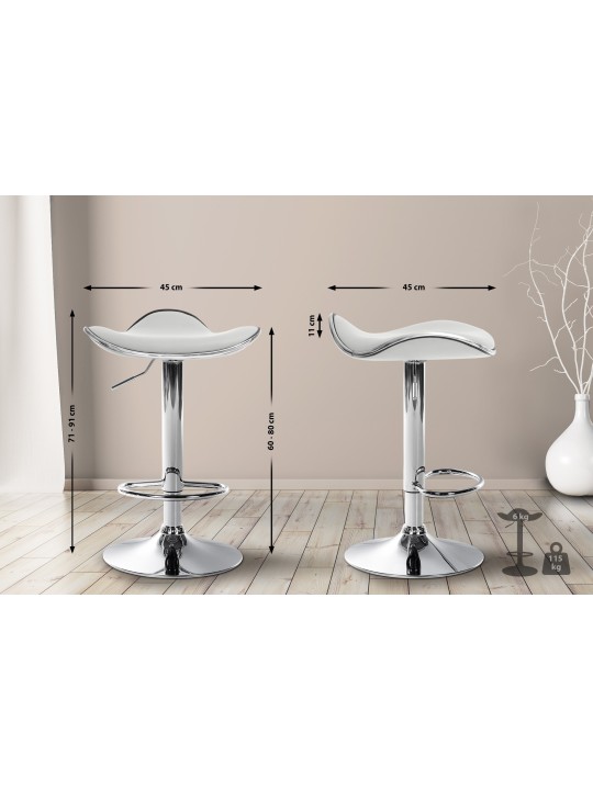 Barstol Shanghai imiteret læder C, hvid