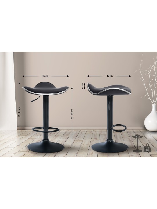 Barstol Shanghai imiteret læder, sort