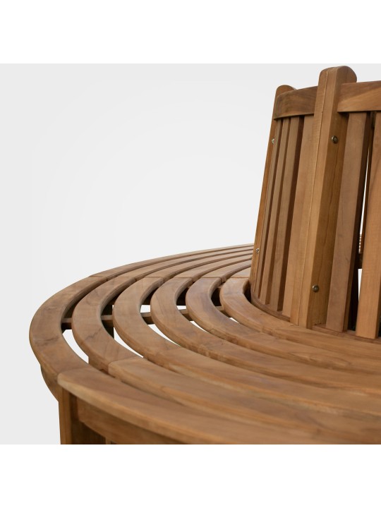 Træbænk Nila 206cm rund med ryglæn, brun Træbænk Nila 206cm rund med ryglæn, brun