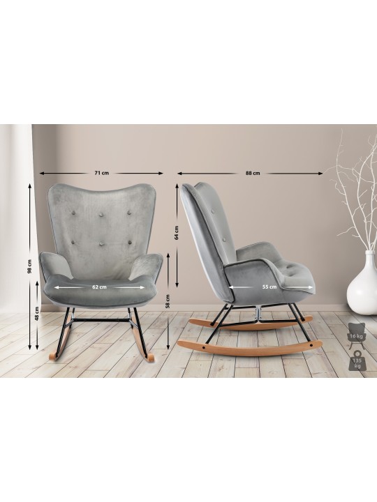 Gyngestol Sanka fløjl, grå Gyngestol Sanka fløjl, grå