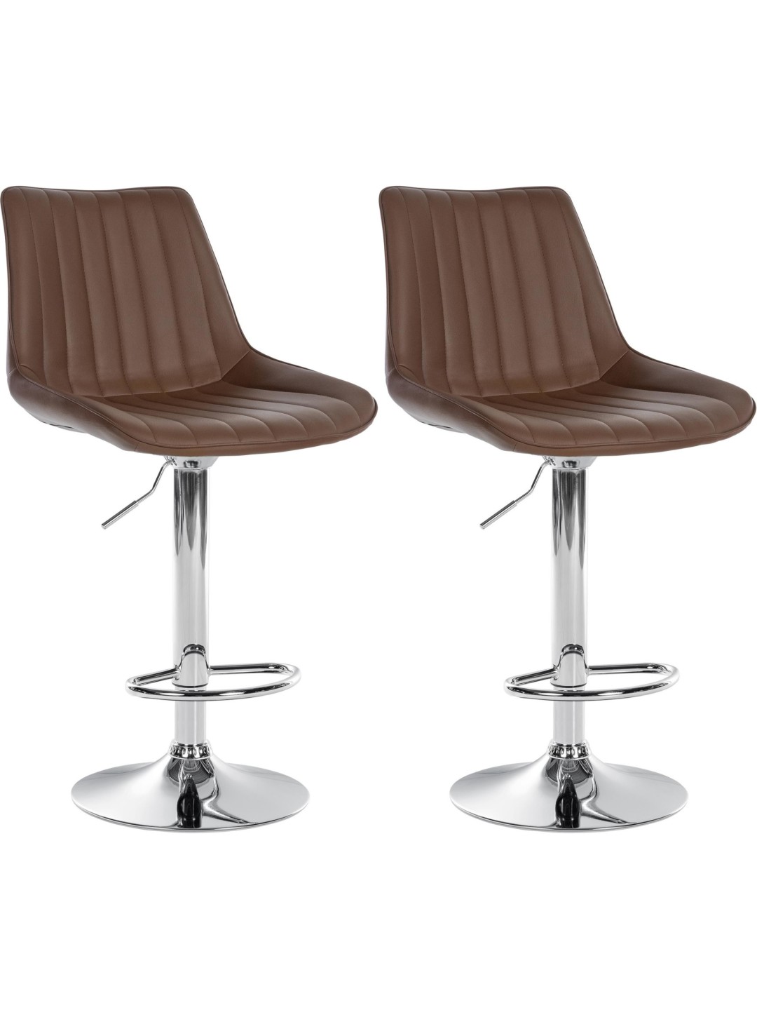 Sæt med 2 barstole Toni imiteret læder krom, brun