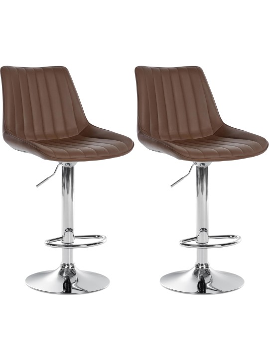 Sæt med 2 barstole Toni imiteret læder krom, brun Sæt med 2 barstole Toni imiteret læder krom, brun