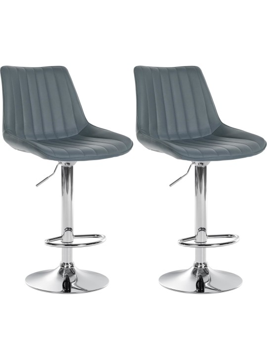 Sæt med 2 barstole Toni imiteret læder krom, grå Sæt med 2 barstole Toni imiteret læder krom, grå