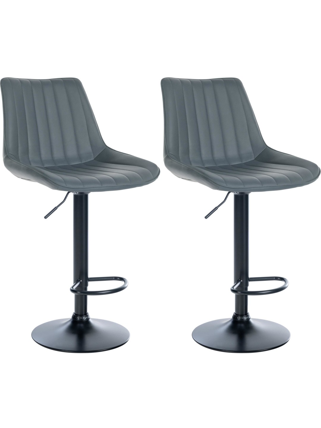 Sæt med 2 barstole Toni imiteret læder, grå