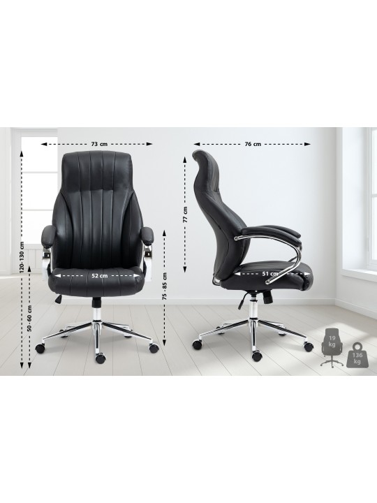 Wigan kontorstol i ægte læder, sort Wigan kontorstol i ægte læder, sort