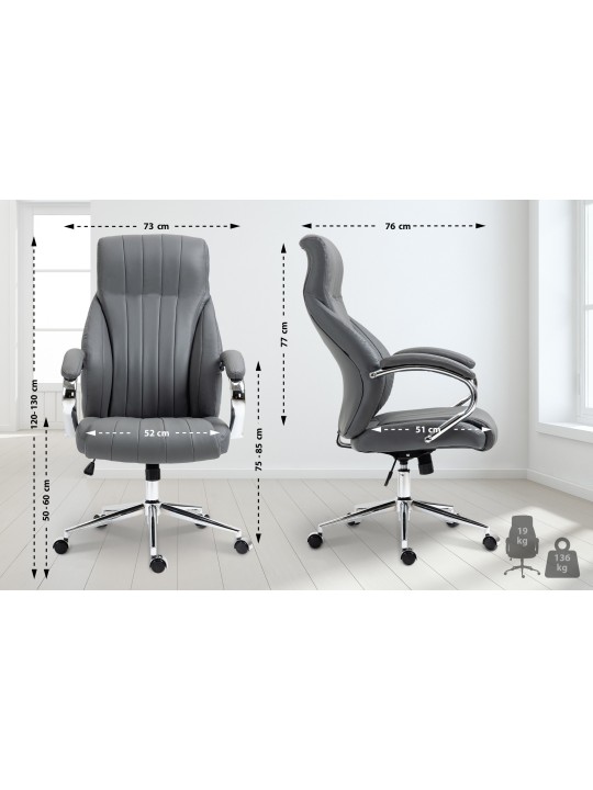 Kontorstol Wigan ægte læder, grå