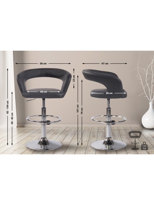 Barstol Jaen imiteret læder, grå